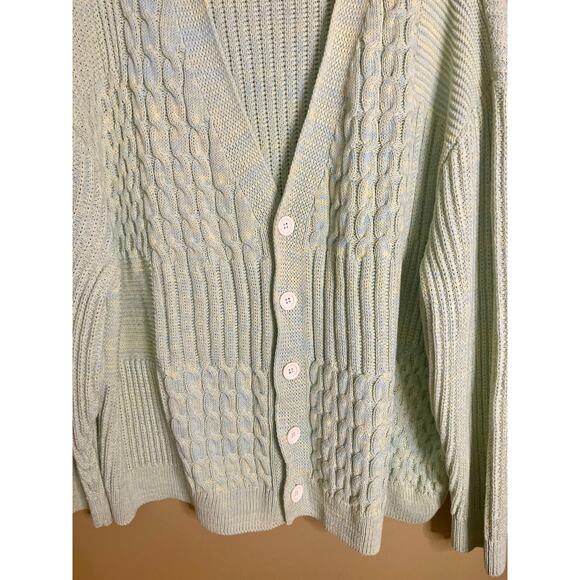 Zara Blue, Green & Yellow Oversized Cardigan Sweater Size Large - Picture 2 of 8